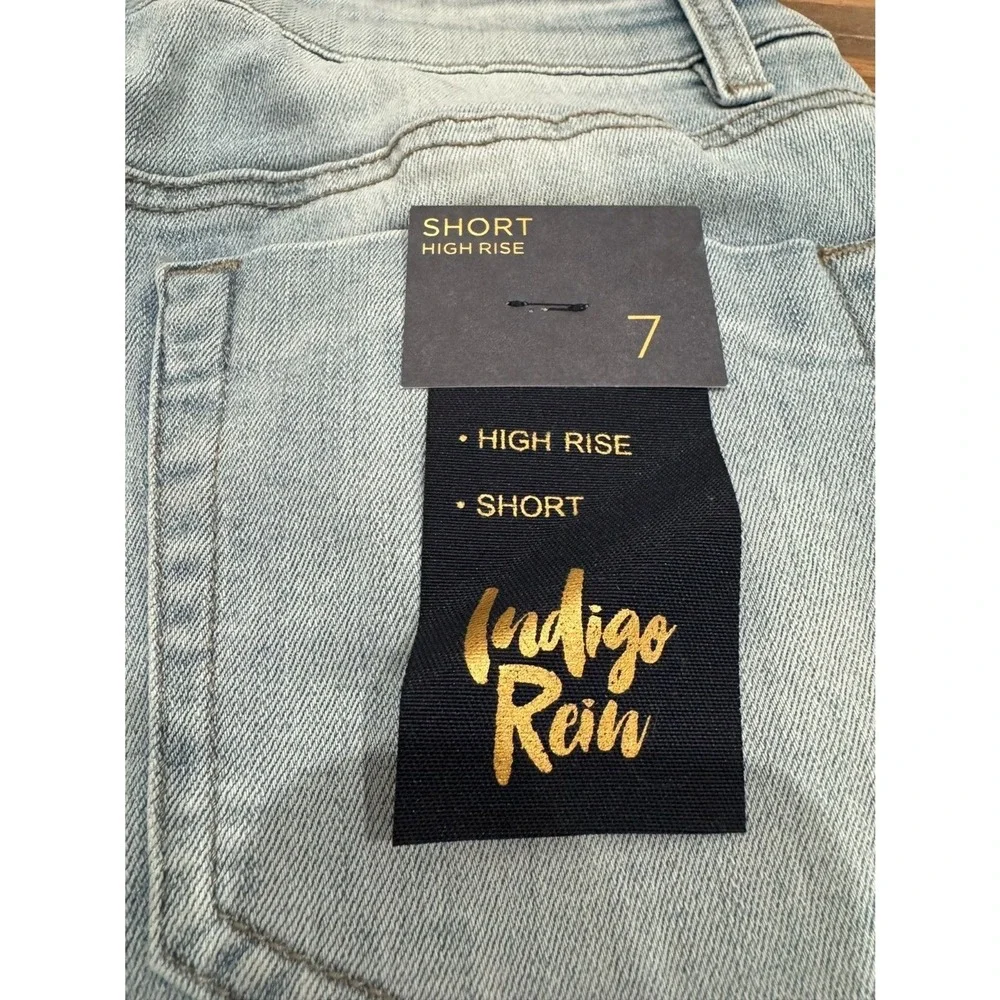 Indigo Rein Stretch Hi Rise Denim Short Size 7 - Picture 5 of 7